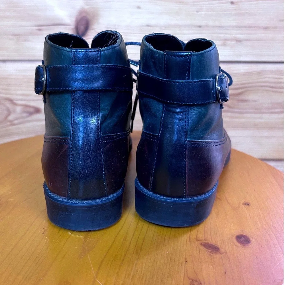 Vintage Tri-Color Leather Lace Up Ankle Boots Made in Brazil Green Burgundy 9M - Picture 4 of 9
